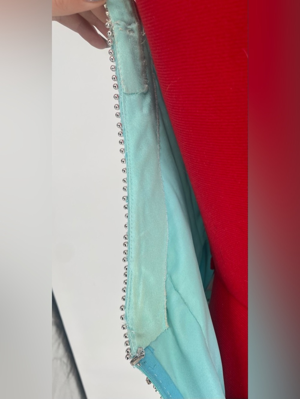 Temptations Sherri Hill Aqua Blue Heavily Beaded Mini Cocktail / Pageant Dress - Picture 17 of 17